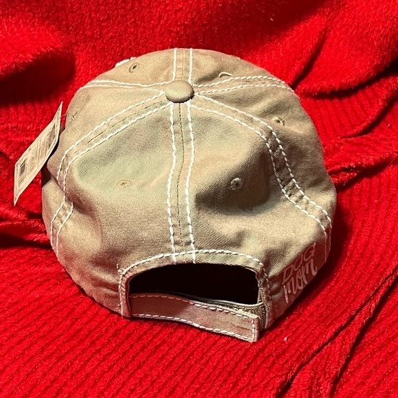Kbethos Vintage Dog Mom Hat Beige Distressed Frayed Paw Print Baseball Cap - Picture 3 of 5